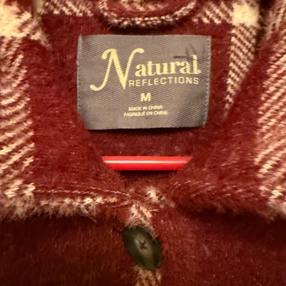 Natural Reflections Red and White Teddy Jacket Cozy Layering Essential - Picture 6 of 9